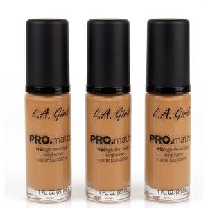 Lot of 3 L.A. Girl Pro.matte HD High-Definition Foundation "Soft Honey" GLM677